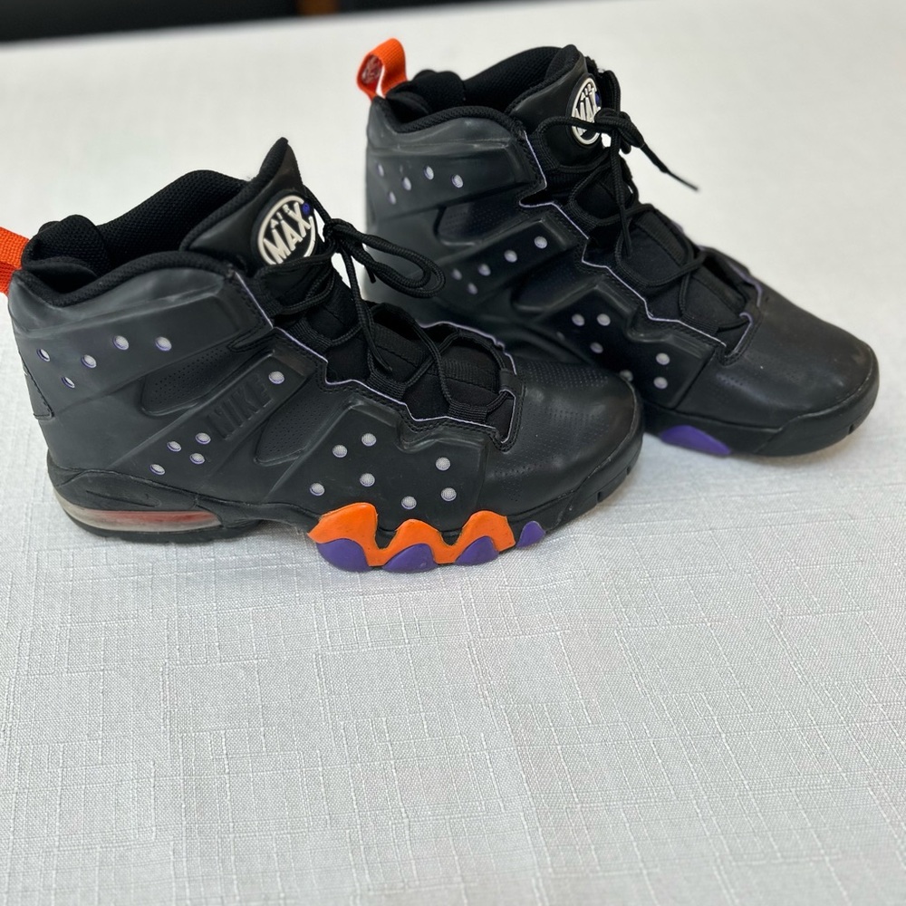 Charles Barkley Nike Black Sneakers with Purple and Orange Accents